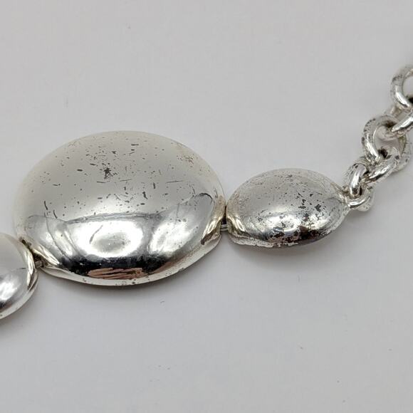 Liz Claiborne Silver Tone Shiny Mirrored Bubble Adjustable Choker Necklace - Picture 8 of 9